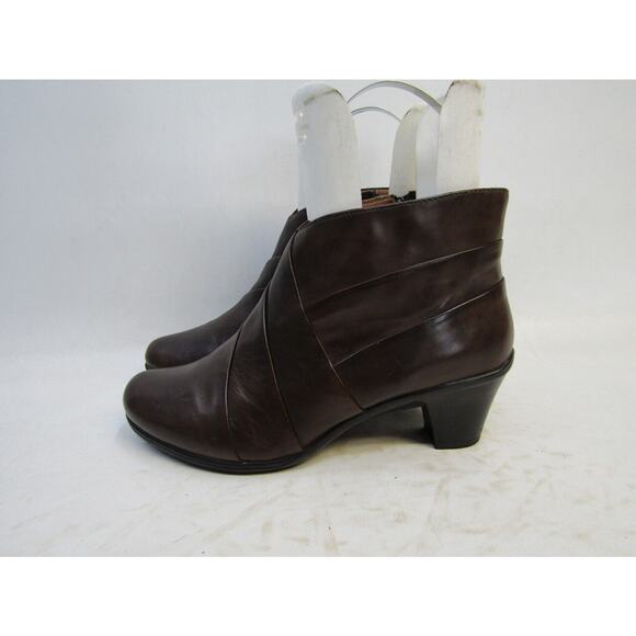 Earth Womens Size 9 B Brown Leather Zip Fashion Ankle Boots Booties - Picture 1 of 11